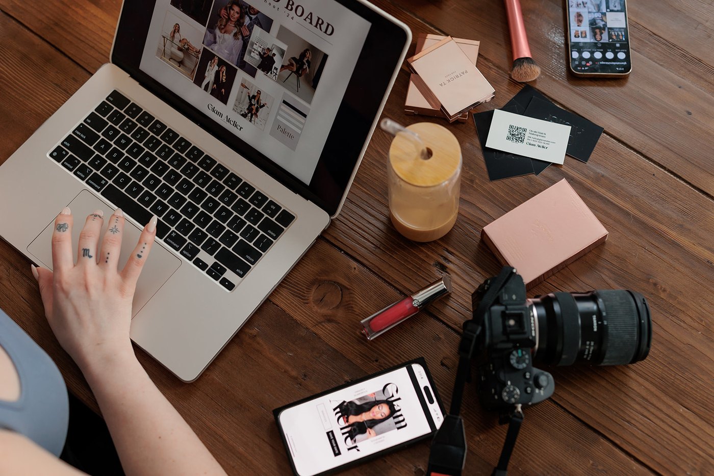 A brand mood board open on a laptop